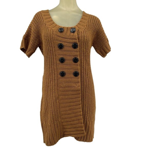 Soft Surroundings Tunic Cardigan Women Brown Double Breasted Size Large Wool - Picture 2 of 6